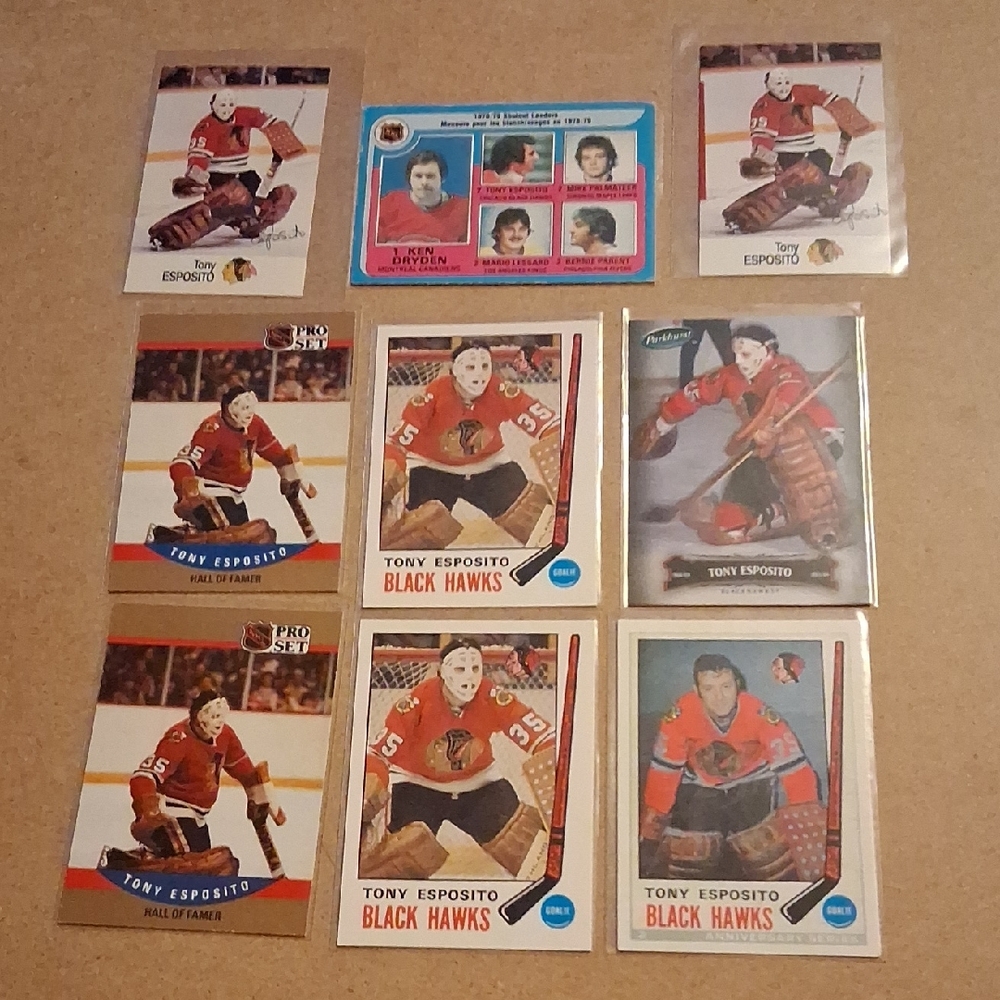 Tony Esposito Blackhawks Hockey Card Lot - Red/Black